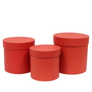 Caixa Redonda em Cartão com Tampa 19cm – Pack 3, Vermelho