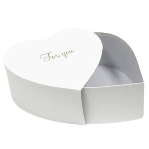 Caixa Coração em Cartão com Gaveta 23,5x23x11cm – Branco