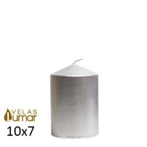 Vela Decorativa 10x7cm – Prateado Metalizado