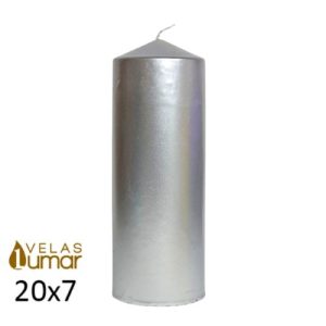 Vela Decorativa 20x7cm – Prateado Metalizado