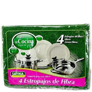 Esfregão de Fibra Verde – Pack 4