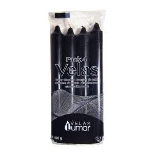 Vela Cónica 17,5cm – Pack 4, Preto