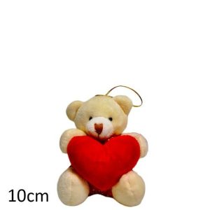 Urso de Peluche com Coração para Pendurar 10cm