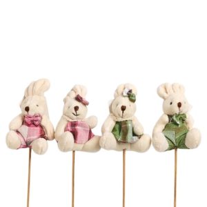 Pick Decorativo Coelho de Peluche para Arranjos 10cm