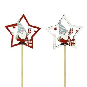 Pick Decorativo Estrela com Pai Natal para Arranjos 35cm – Pack 12