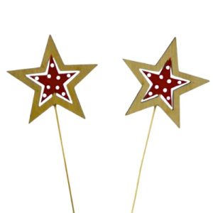 Pick Decorativo Estrela de Natal para Arranjos 26cm – Pack 6