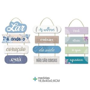 Placa de Parede em MDF com Texto 16,8x40x0,6cm