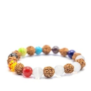 Pulseira Rudraksha com Pedras Semipreciosas – 7 Chakras