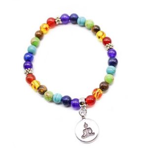 Pulseira de Pedras Semipreciosas com Pingente – 7 Chakras