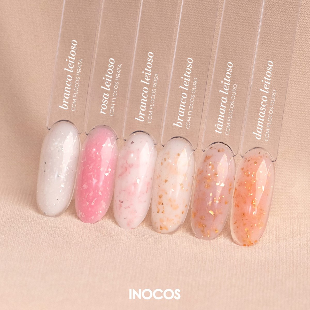 Inocos Base & Cor Potal Flake Rosa Leitoso Flocos Prata 15ml - Image 5