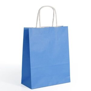 Saco de Papel Colorido com Asas Torcidas 18x8x24cm – Azul Claro