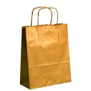 Saco de Papel Colorido com Asas Torcidas 18x8x24cm – Dourado
