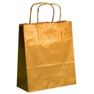 Saco de Papel Colorido com Asas Torcidas 32x12x41cm – Dourado