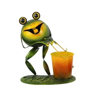 Sapo em Latão com Vaso 27x16x31cm