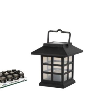 Lanterna Solar LED em Plástico 8,5×8,5×9,5cm – Preto