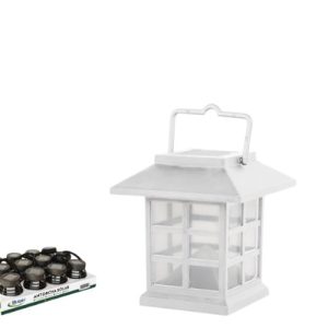 Lanterna Solar LED em Plástico 8,5×8,5×9,5cm – Branco