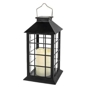 Lanterna Solar LED em Plástico 14x14x27,5cm – Preto